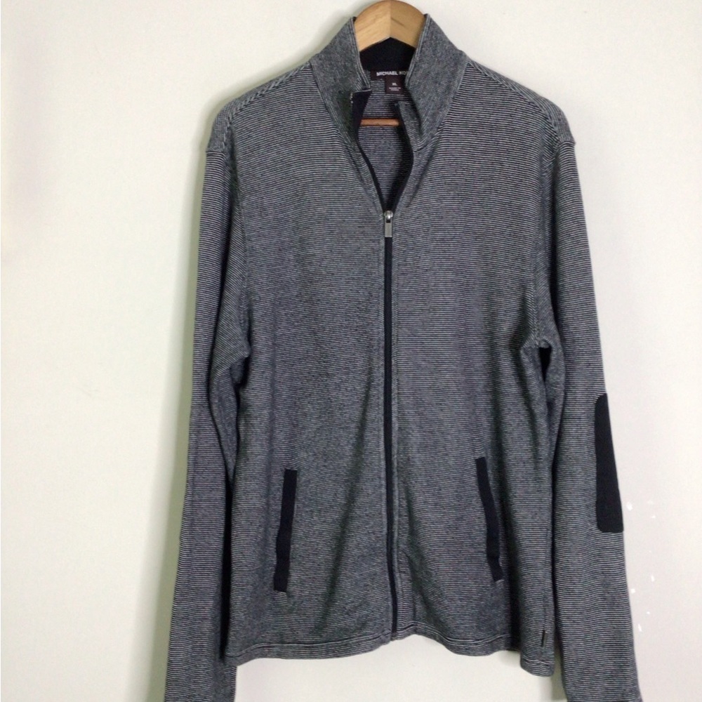 Michael Kors Houndstooth Jacket XL Cotton Lightweight Pockets Full Front Zip